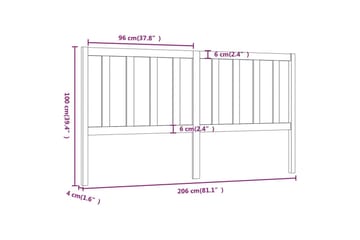 Sengegavl hvit 206x4x100 cm heltre furu - Hvit - Møbler - Senger - Sengetilbehør & sengegavl - Sengegavl
