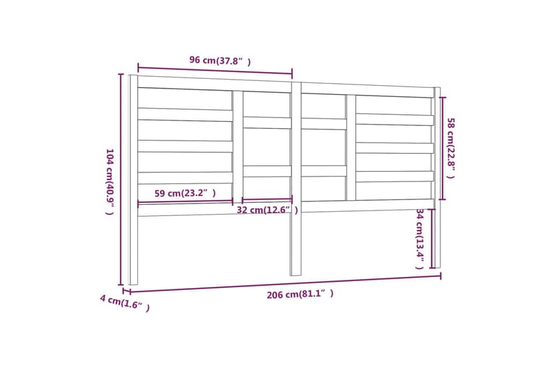 Sengegavl hvit 206x4x104 cm heltre furu - Hvit - Møbler - Senger - Sengetilbehør & sengegavl - Sengegavl