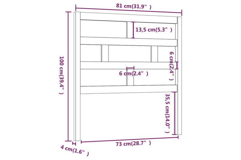 Sengegavl hvit 81x4x100 cm heltre furu - Hvit - Møbler - Senger - Sengetilbehør & sengegavl - Sengegavl