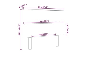 Sengegavl hvit 94x6x82,5 cm heltre furu - Hvit - Møbler - Senger - Sengetilbehør & sengegavl - Sengegavl