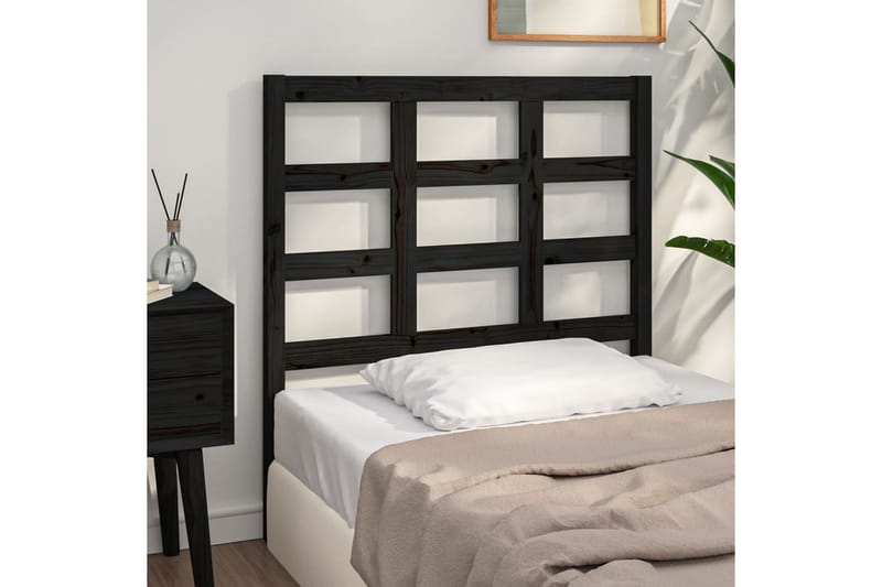 Sengegavl svart 105,5x4x100 cm heltre furu - Svart - Møbler - Senger - Sengetilbehør & sengegavl - Sengegavl