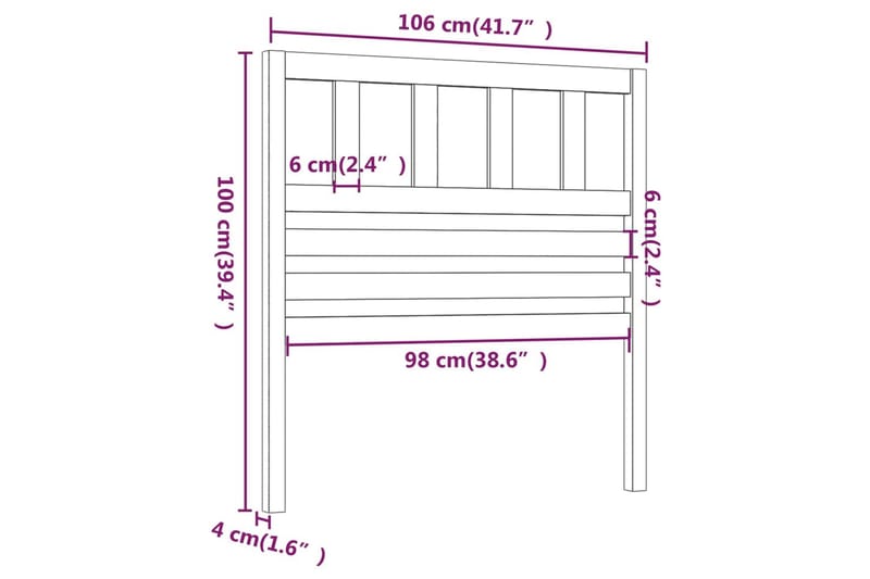 Sengegavl svart 106x4x100 cm heltre furu - Svart - Sengegavl