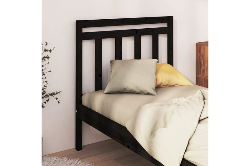 Sengegavl svart 106x4x100 cm heltre furu - Svart - Møbler - Senger - Sengetilbehør & sengegavl - Sengegavl