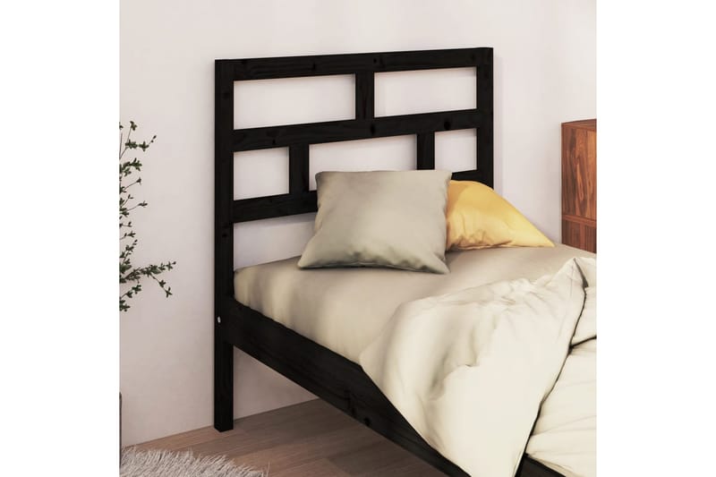 Sengegavl svart 106x4x100 cm heltre furu - Svart - Møbler - Senger - Sengetilbehør & sengegavl - Sengegavl