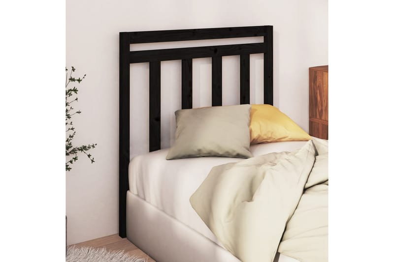 Sengegavl svart 106x4x100 cm heltre furu - Svart - Møbler - Senger - Sengetilbehør & sengegavl - Sengegavl