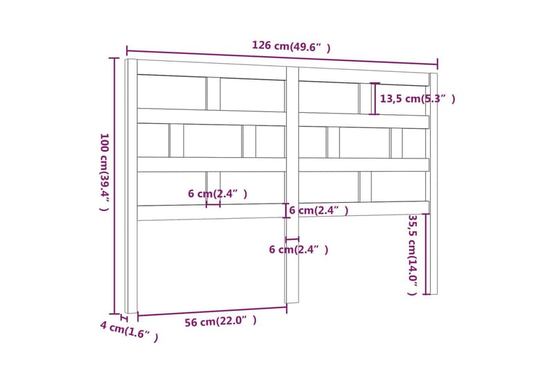 Sengegavl svart 126x4x100 cm heltre furu - Svart - Sengegavl