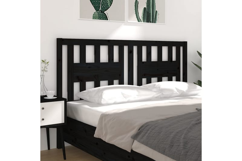 Sengegavl svart 126x4x100 cm heltre furu - Svart - Møbler - Senger - Sengetilbehør & sengegavl - Sengegavl