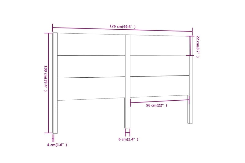 Sengegavl svart 126x4x100 cm heltre furu - Svart - Sengegavl