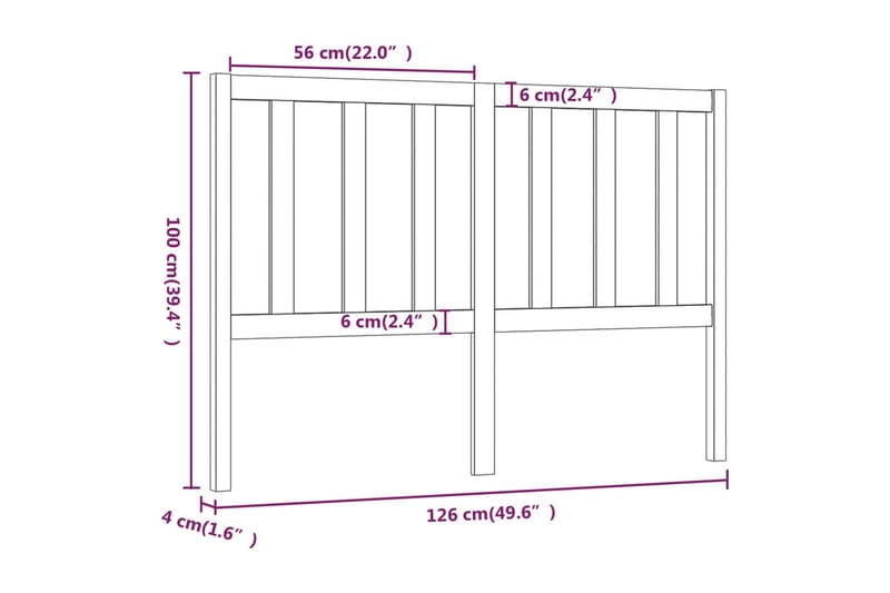 Sengegavl svart 126x4x100 cm heltre furu - Svart - Møbler - Senger - Sengetilbehør & sengegavl - Sengegavl