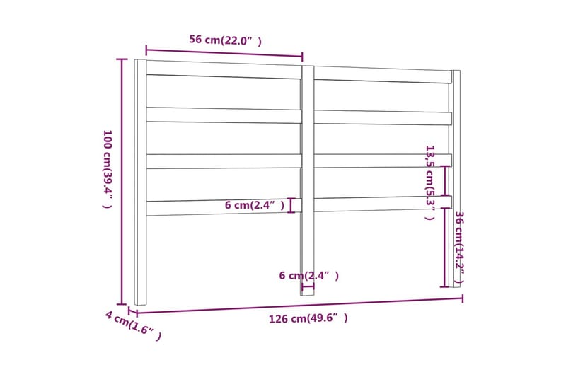 Sengegavl svart 126x4x100 cm heltre furu - Svart - Sengegavl