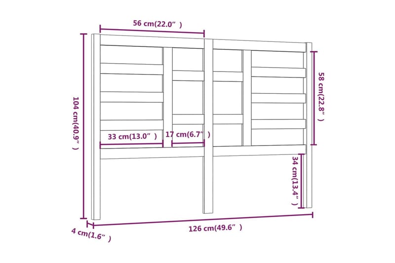 Sengegavl svart 126x4x104 cm heltre furu - Svart - Møbler - Senger - Sengetilbehør & sengegavl - Sengegavl