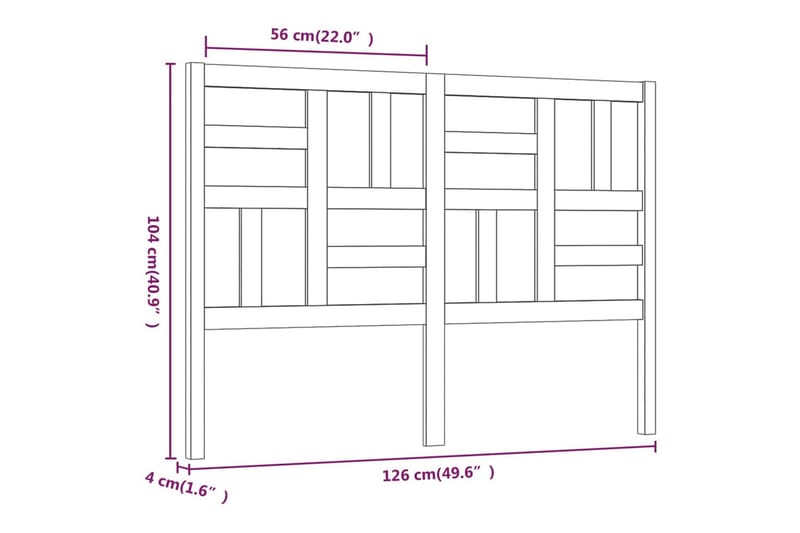 Sengegavl svart 126x4x104 cm heltre furu - Svart - Sengegavl