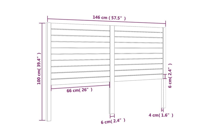 Sengegavl svart 146x4x100 cm heltre furu - Svart - Sengegavl