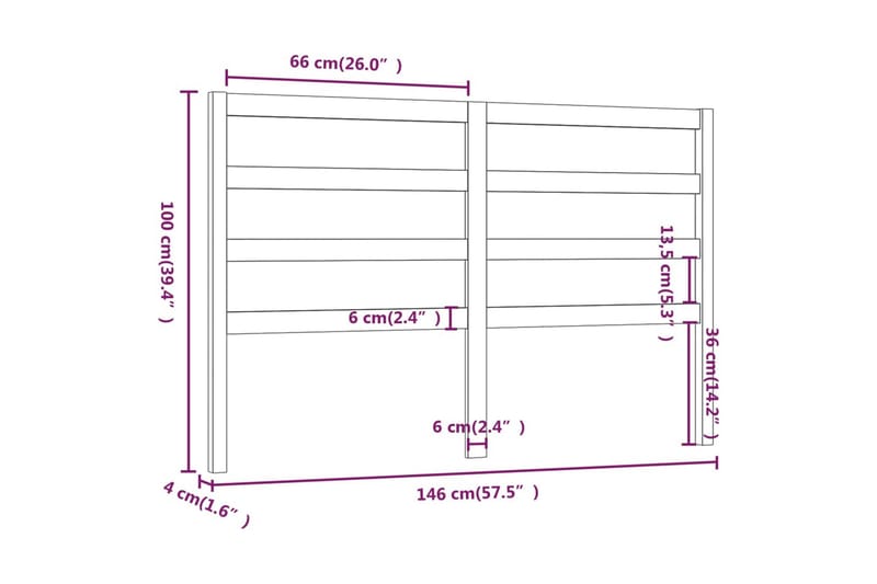 Sengegavl svart 146x4x100 cm heltre furu - Svart - Møbler - Senger - Sengetilbehør & sengegavl - Sengegavl