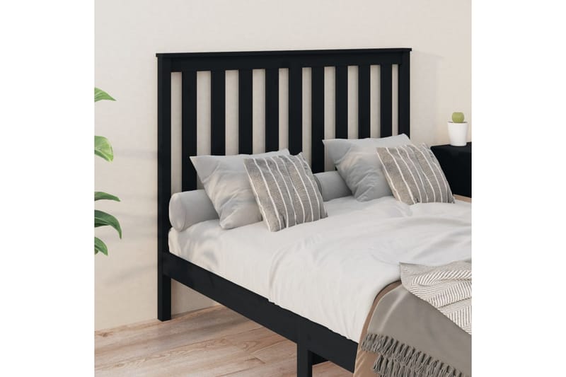 Sengegavl svart 146x6x101 cm heltre furu - Svart - Møbler - Senger - Sengetilbehør & sengegavl - Sengegavl