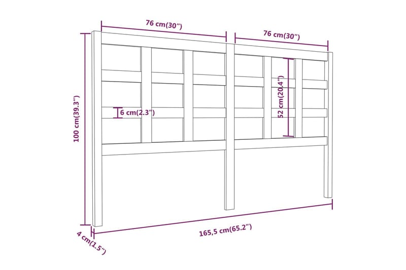 Sengegavl svart 165,5x4x100 cm heltre furu - Svart - Møbler - Senger - Sengetilbehør & sengegavl - Sengegavl