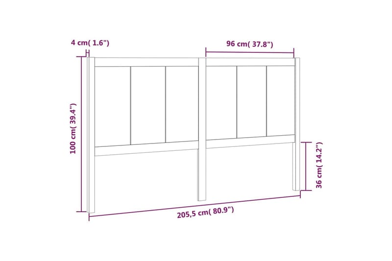 Sengegavl svart 205,5x4x100 cm heltre furu - Svart - Møbler - Senger - Sengetilbehør & sengegavl - Sengegavl