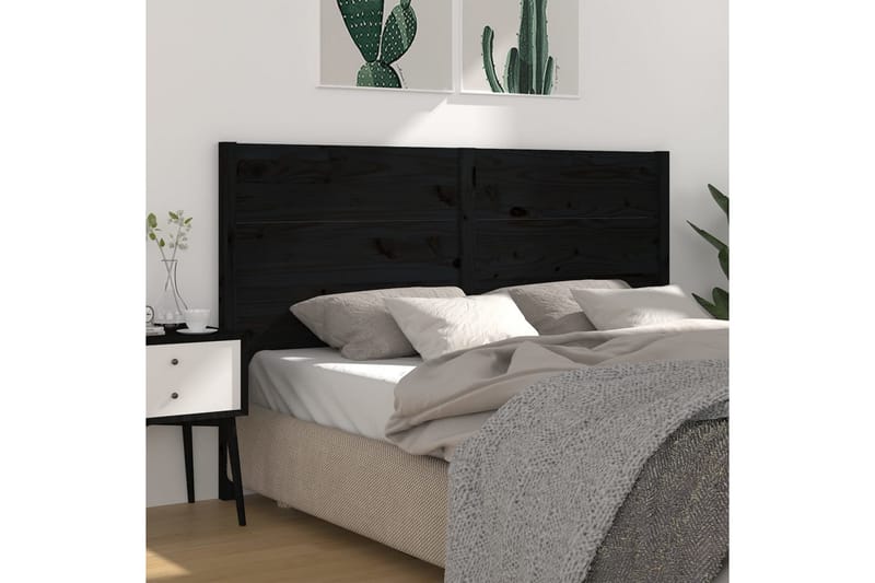 Sengegavl svart 206x4x100 cm heltre furu - Svart - Møbler - Senger - Sengetilbehør & sengegavl - Sengegavl