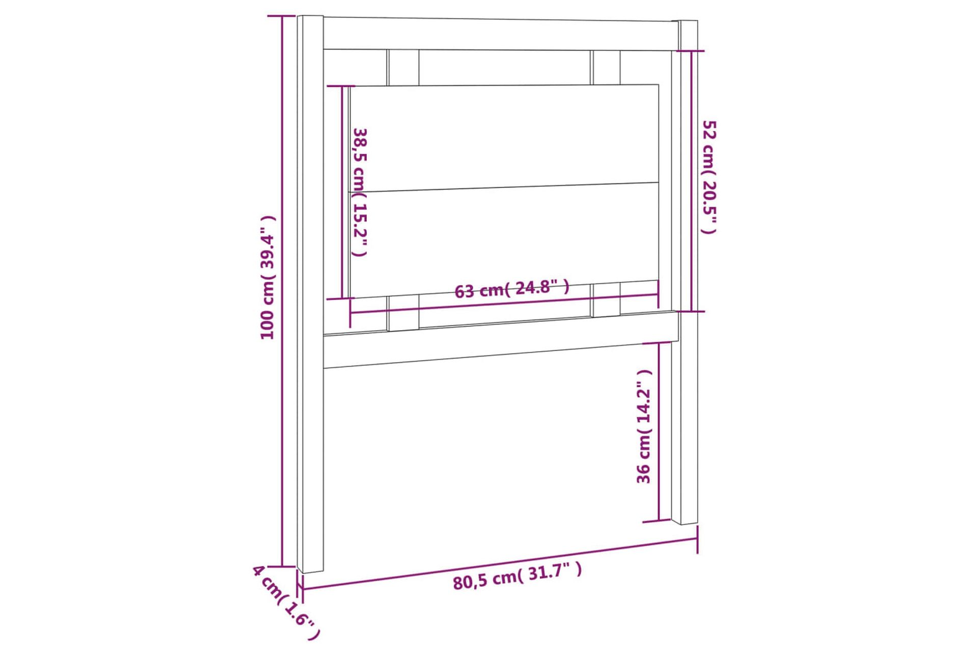 Sengegavl svart 80,5x4x100 cm heltre furu - Svart - Møbler - Senger - Sengetilbehør & sengegavl - Sengegavl