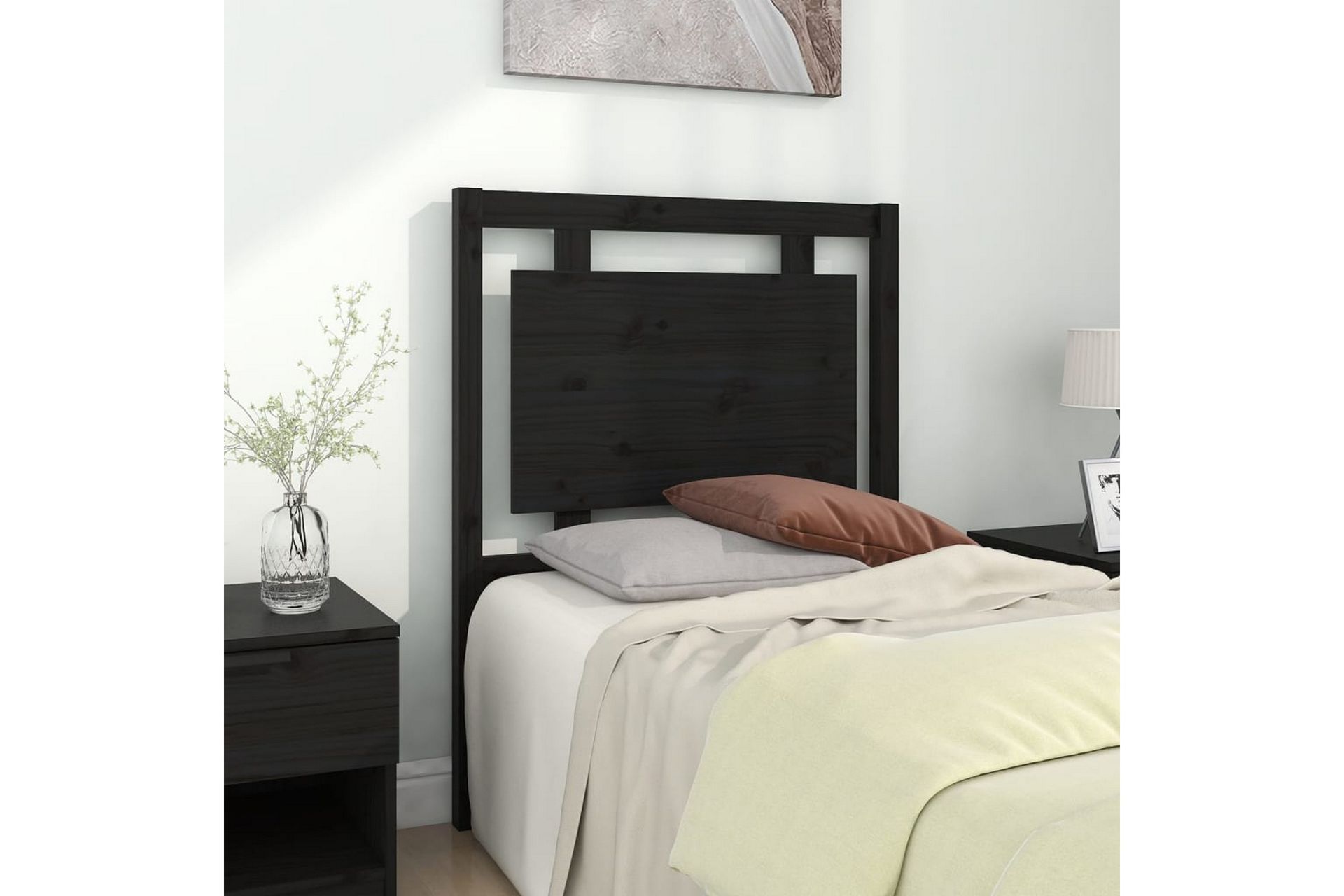 Sengegavl svart 80,5x4x100 cm heltre furu - Svart - Møbler - Senger - Sengetilbehør & sengegavl - Sengegavl