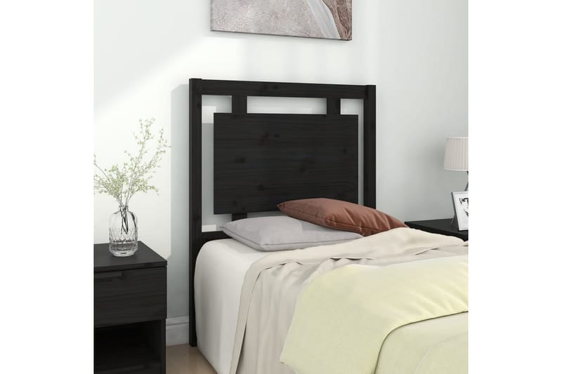Sengegavl svart 80,5x4x100 cm heltre furu - Svart - Møbler - Senger - Sengetilbehør & sengegavl - Sengegavl
