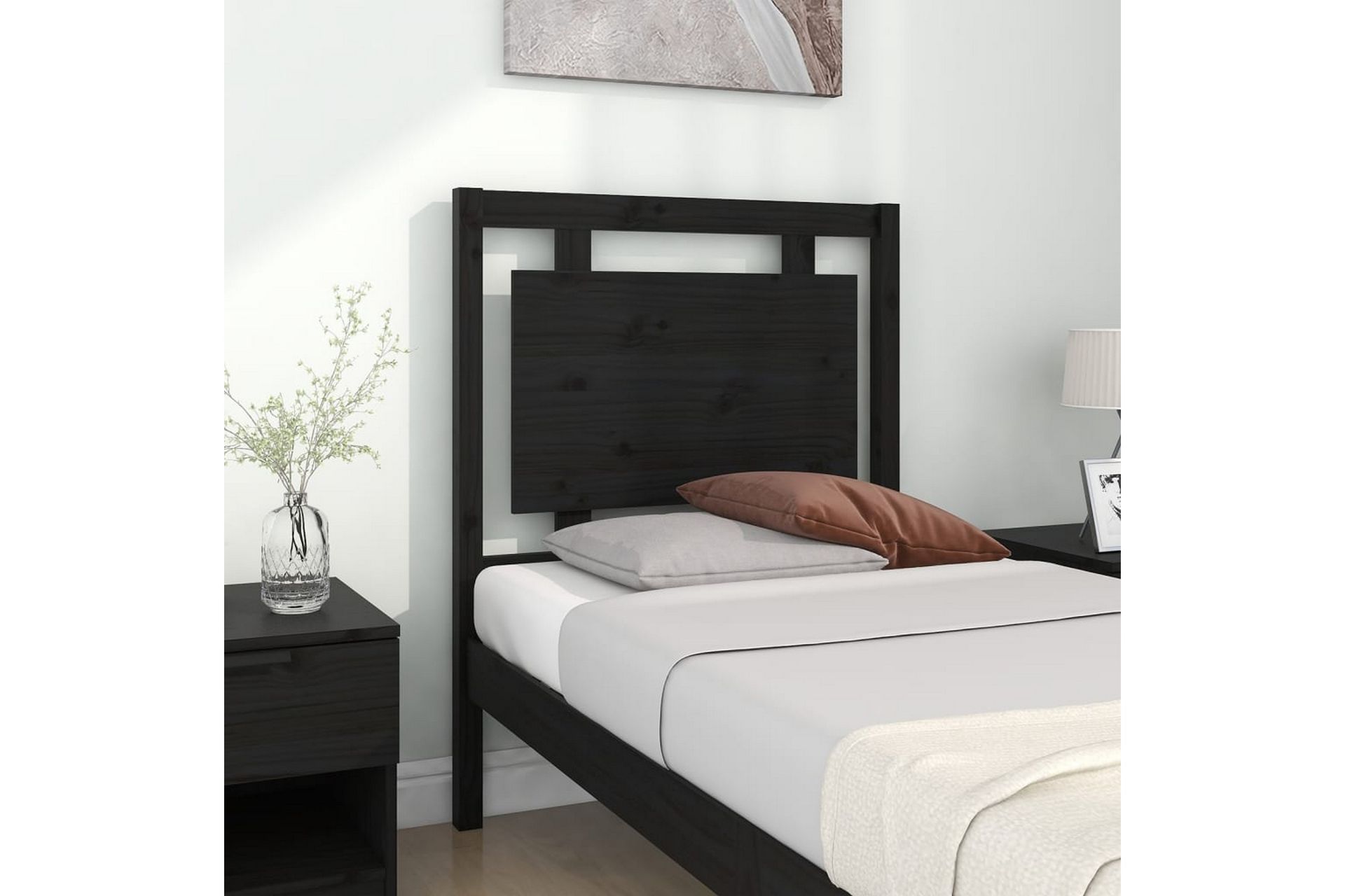 Sengegavl svart 80,5x4x100 cm heltre furu - Svart - Møbler - Senger - Sengetilbehør & sengegavl - Sengegavl