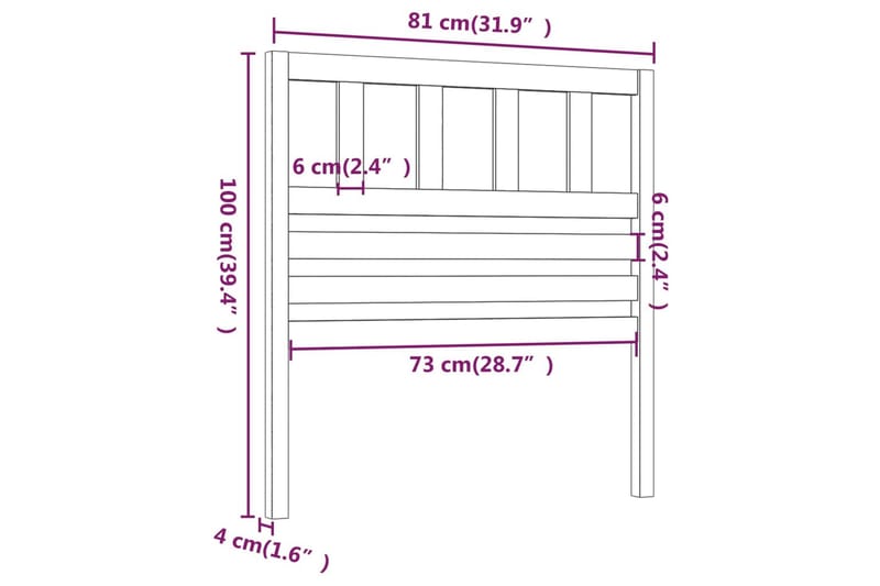 Sengegavl svart 81x4x100 cm heltre furu - Svart - Sengegavl