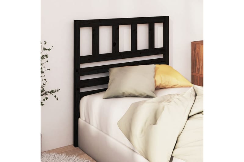 Sengegavl svart 81x4x100 cm heltre furu - Svart - Møbler - Senger - Sengetilbehør & sengegavl - Sengegavl