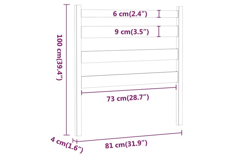 Sengegavl svart 81x4x100 cm heltre furu - Svart - Sengegavl