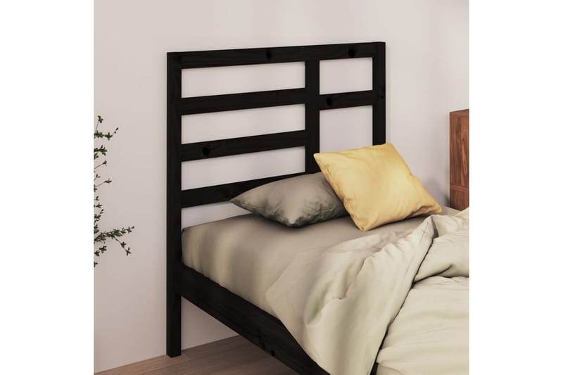 Sengegavl svart 81x4x104 cm heltre furu - Svart - Møbler - Senger - Sengetilbehør & sengegavl - Sengegavl