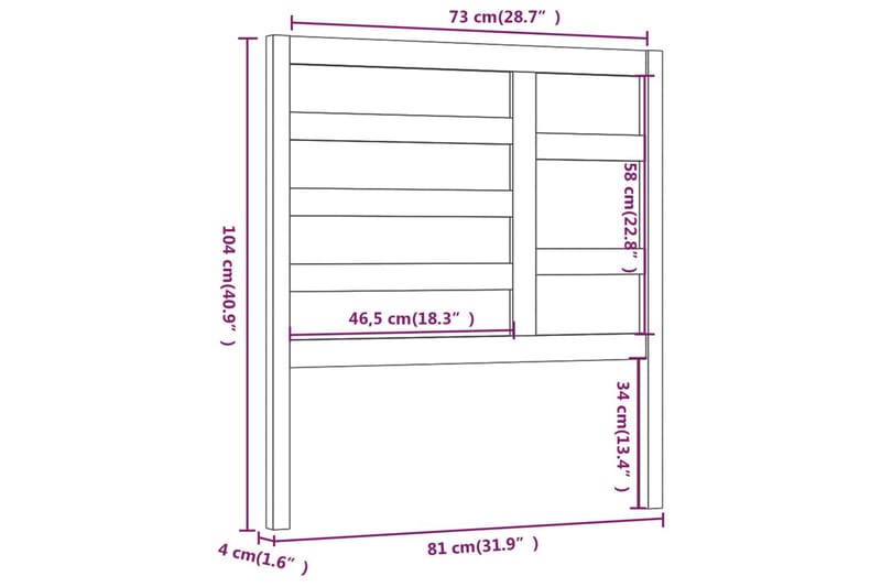 Sengegavl svart 81x4x104 cm heltre furu - Svart - Sengegavl