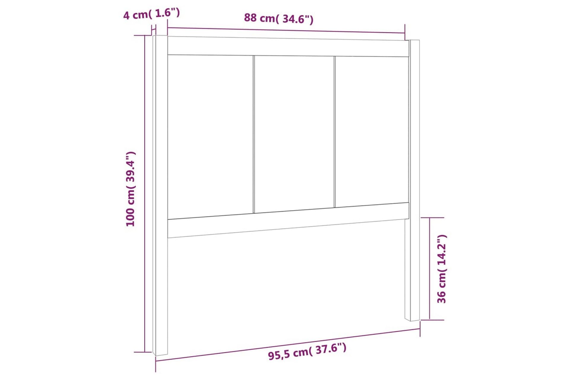 Sengegavl svart 95,5x4x100 cm heltre furu - Svart - Møbler - Senger - Sengetilbehør & sengegavl - Sengegavl