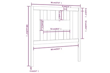 Sengegavl svart 96x4x100 cm heltre furu - Svart - Møbler - Senger - Sengetilbehør & sengegavl - Sengegavl