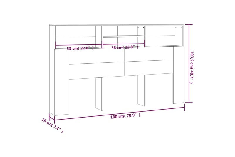 Sengegavlskap røkt eik 180x19x103,5 cm - Brun - Sengegavl