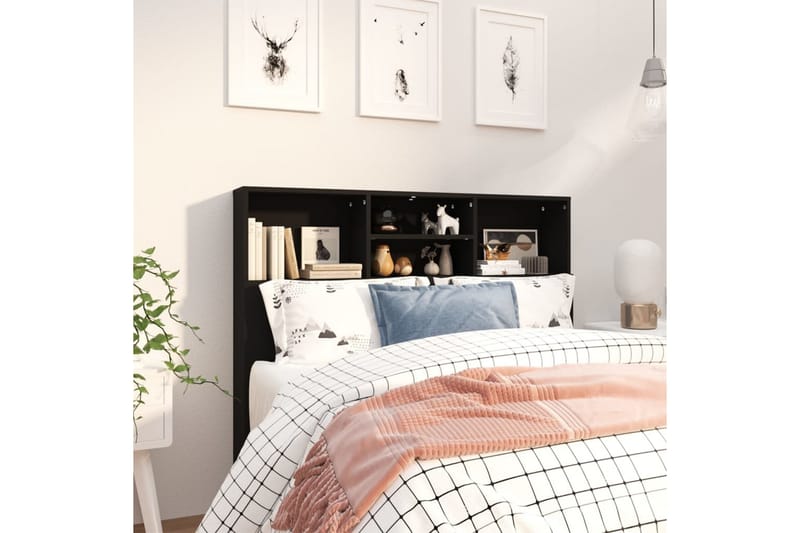 Sengegavlskap svart 120x19x103,5 cm - Svart - Møbler - Senger - Sengetilbehør & sengegavl - Sengegavl