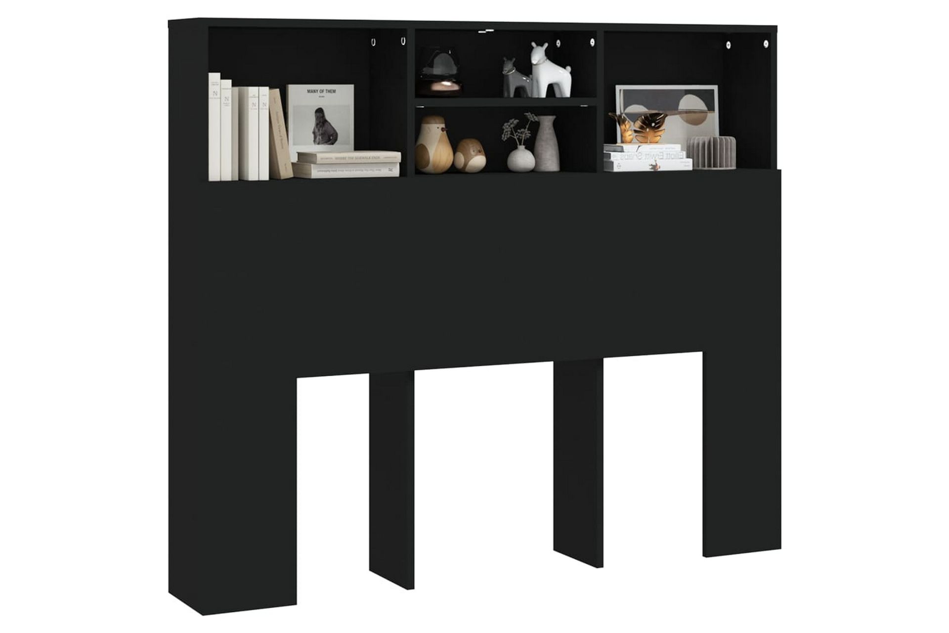 Sengegavlskap svart 120x19x103,5 cm - Svart - Møbler - Senger - Sengetilbehør & sengegavl - Sengegavl
