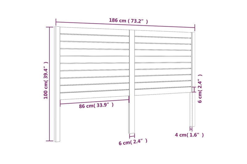 Sengegavl svart 186x4x100 cm heltre furu - Svart - Møbler - Senger - Sengetilbehør & sengegavl - Sengegavl