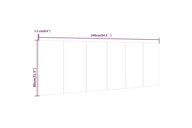 Vegghengt sengegavl betonggrå 240x1,5x80 cm konstruert tre - Grå - Sengegavl