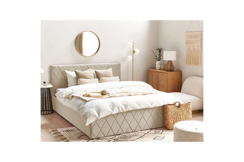 Sengramme og sengestamme Seng med oppbevaring Rochefort Beige 160x200 - Møbler - Senger - Sengeramme & sengestamme