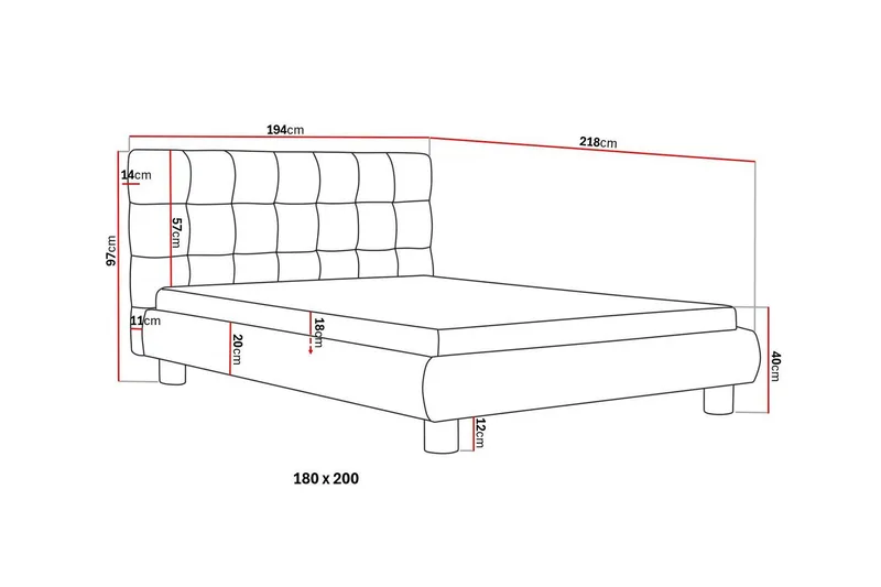 Teddy Komplett Sengpakke Sengeramme med Madrass 180x200 cm - Grå - Møbler - Senger - Komplett sengepakke
