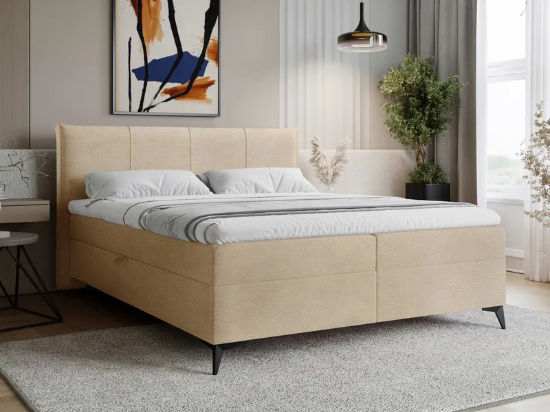 Thoros Komplett Sengepakke 140x200 cm Kontinentalseng med Oppbevaring - Mørk beige - Møbler - Senger - Komplett sengepakke