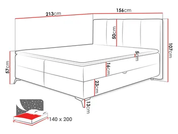 Thoros Komplett Sengepakke 140x200 cm Kontinentalseng med Oppbevaring - Mørk grå - Møbler - Senger - Komplett sengepakke