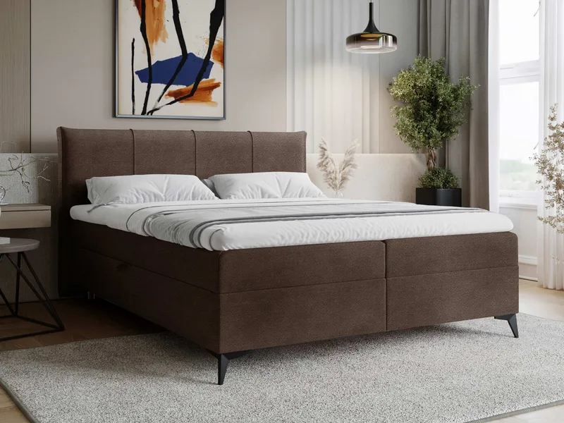 Thoros Komplett Sengepakke 180x200 cm Kontinentalseng med Oppbevaring - Brun - Møbler - Senger - Komplett sengepakke