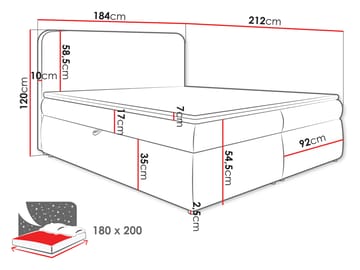 Thyrelis Sengepakke Kontinentalseng 180x200 cm med Oppbevaring og Løftefunksjon - Beige - Møbler - Senger - Kontinentalsenger