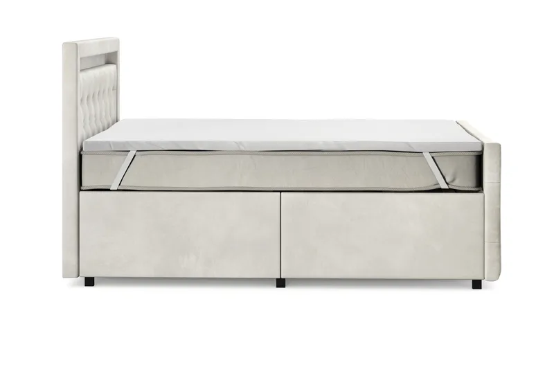 Tilly Komplett Sengpakke med Oppbevaring LED-belysning 120x200 cm - Beige - Møbler - Senger - Komplett sengepakke