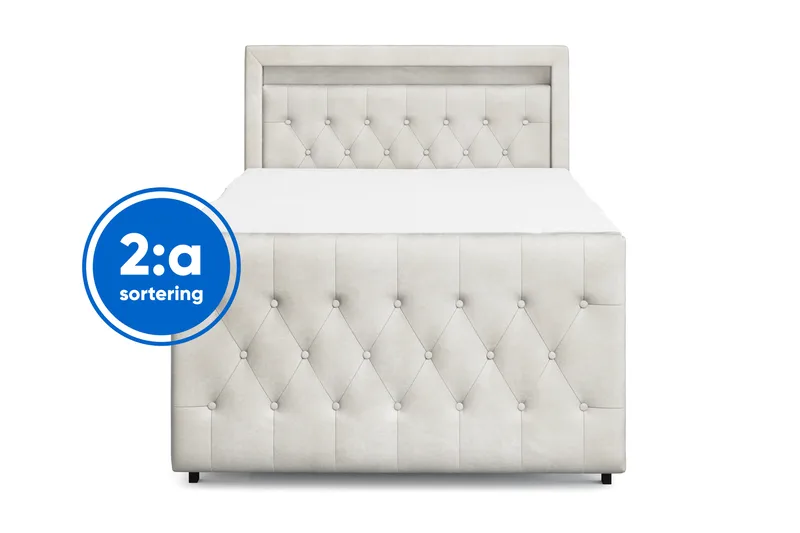 Tilly Komplett Sengpakke med Oppbevaring LED-belysning 120x200 cm, Beige