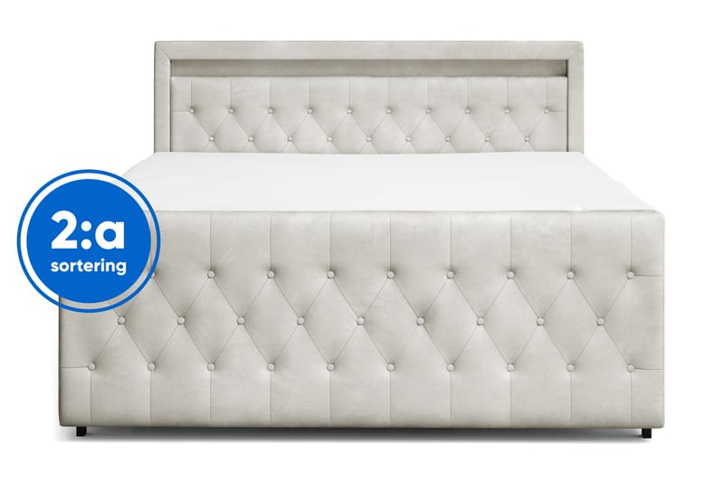 Tilly Komplett Sengpakke med Oppbevaring LED-belysning 180x200 cm - Beige - Møbler - Senger - Komplett sengepakke