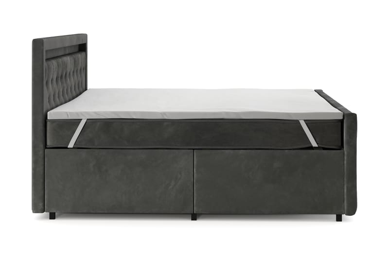 Tilly Komplett Sengpakke med Oppbevaring LED-belysning 180x200 cm - Grå - Møbler - Senger - Komplett sengepakke