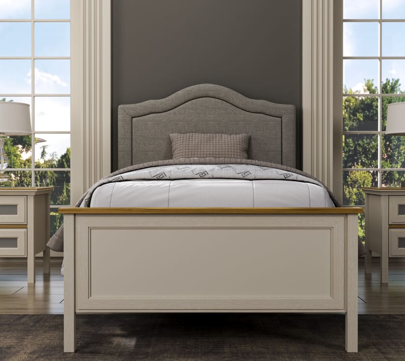 Tolina Sengeramme 100x200 cm - Krem, eik, grå - Møbler - Senger - Sengeramme & sengestamme