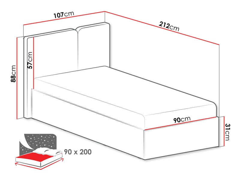 Travic Sengeramme 90x200 cm - Møbler - Senger - Sengeramme & sengestamme